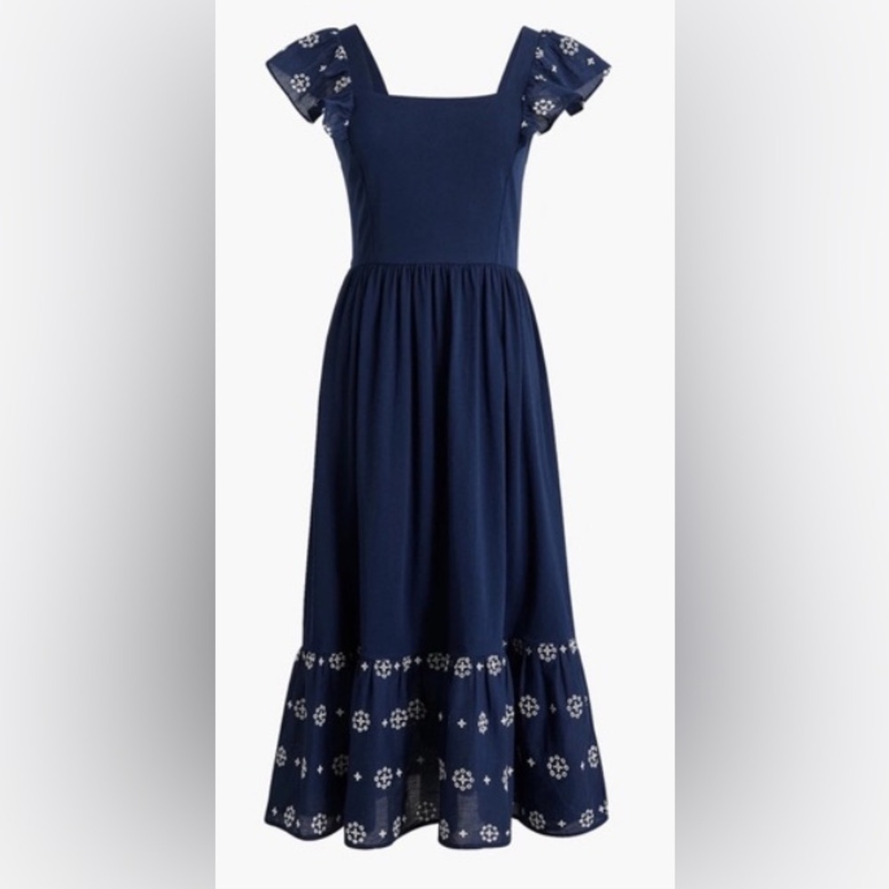 J. Crew - NEW - Eyelet Knit Midi Dress- Antique Navy Blue. Size XS